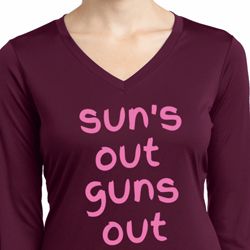 Pink Suns Out Guns Out Ladies Dry Wicking Long Sleeve Shirt Pink Suns Out Guns Out Ladies Dry Wicking Long Sleeve Shirt