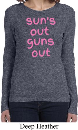 Pink Suns Out Guns Out Ladies Long Sleeve Shirt