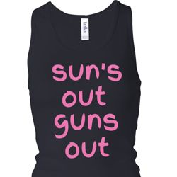 Pink Suns Out Guns Out Ladies Longer Length Racerback Tank Top Pink Suns Out Guns Out Ladies Longer Length Racerback Tank Top