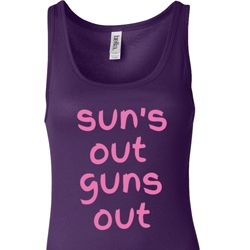 Pink Suns Out Guns Out Ladies Longer Length Tank Top Pink Suns Out Guns Out Ladies Longer Length Tank Top