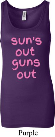 Pink Suns Out Guns Out Ladies Longer Length Tank Top