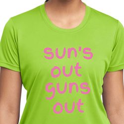 Pink Suns Out Guns Out Ladies Moisture Wicking Shirt Pink Suns Out Guns Out Ladies Moisture Wicking Shirt