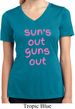 Pink Suns Out Guns Out Ladies Moisture Wicking V-neck Shirt