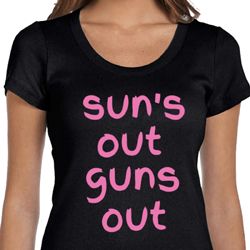 Pink Suns Out Guns Out Ladies Scoop Neck Shirt Pink Suns Out Guns Out Ladies Scoop Neck Shirt
