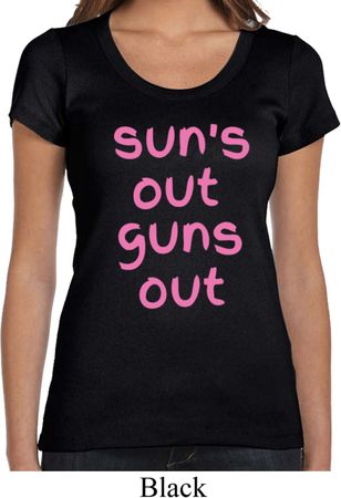 Pink Suns Out Guns Out Ladies Scoop Neck Shirt