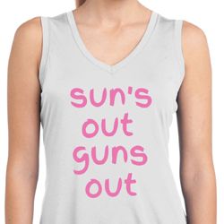 Pink Suns Out Guns Out Ladies Sleeveless Moisture Wicking Shirt Pink Suns Out Guns Out Ladies Sleeveless Moisture Wicking Shirt