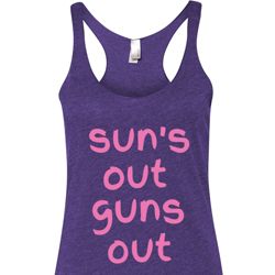 Pink Suns Out Guns Out Ladies Tri Blend Racerback Tank Top Pink Suns Out Guns Out Ladies Tri Blend Racerback Tank Top