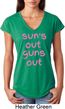 Pink Suns Out Guns Out Ladies Tri Blend V-Neck Shirt