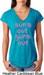 Pink Suns Out Guns Out Ladies Tri Blend V-Neck Shirt