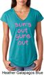 Pink Suns Out Guns Out Ladies Tri Blend V-Neck Shirt