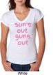 Pink Suns Out Guns Out Ladies Tri Blend V-Neck Shirt