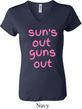 Pink Suns Out Guns Out Ladies V-neck Shirt