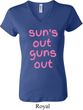 Pink Suns Out Guns Out Ladies V-neck Shirt