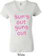 Pink Suns Out Guns Out Ladies V-neck Shirt