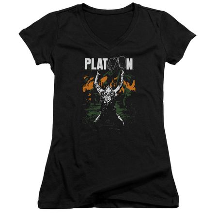 Platoon Juniors V Neck Shirt Graphic Black T-Shirt