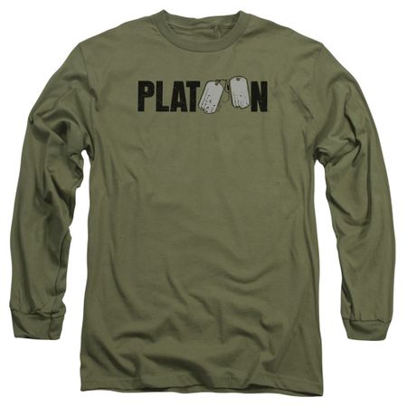 Platoon Long Sleeve Shirt Logo Military Green Tee T-Shirt