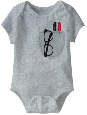Pocket Protector Funny Baby Romper Gray Infant Babies Creeper
