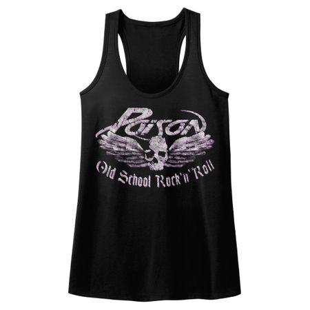 Poison Juniors Tank Top Old School Rock N Roll Black Racerback