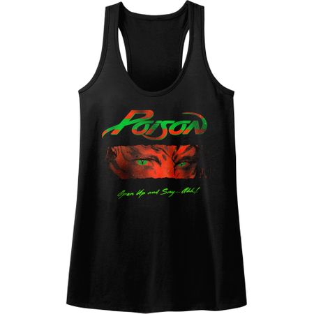 Poison Juniors Tank Top Open Up And Say Ahh Black Racerback