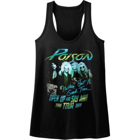 Poison Juniors Tank Top Open Up And Say Ahh Tour Black Racerback