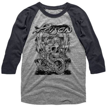 Poison Raglan Skull Snake Lightning Grey/Black Shirt
