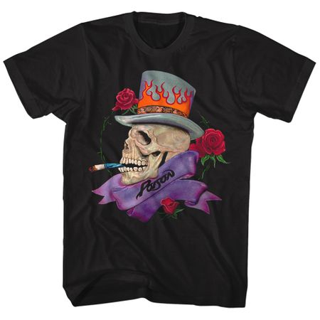 Poison Shirt Skull Smokin Black T-Shirt