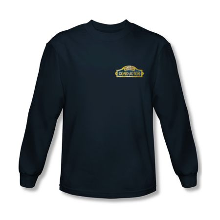 Polar Express Shirt Conductor Long Sleeve Navy Blue Tee T-Shirt