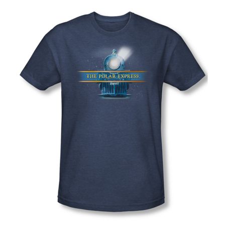 Polar Express Shirt Train Logo Adult Heather Navy Blue Tee T-Shirt