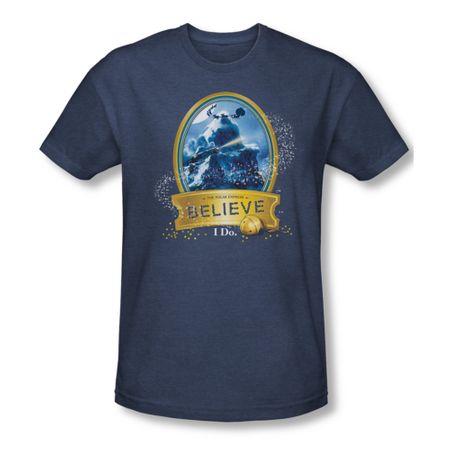 Polar Express Shirt True Believer Adult Heather Navy Blue Tee T-Shirt