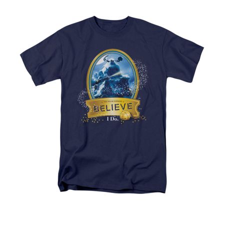 Polar Express Shirt True Believer Adult Navy Blue Tee T-Shirt