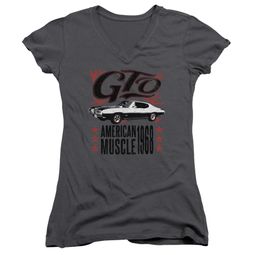 Pontiac Juniors V Neck Shirt 68 GTO Charcoal T-Shirt