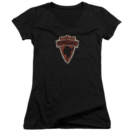 Pontiac Juniors V Neck Shirt Arrow Head Black T-Shirt