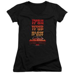 Pontiac Juniors V Neck Shirt Blow It Out GTO Black T-Shirt