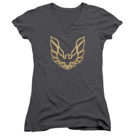 Pontiac Juniors V Neck Shirt Firebird Charcoal T-Shirt