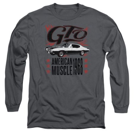 Pontiac Long Sleeve Shirt 68 GTO Charcoal Tee T-Shirt