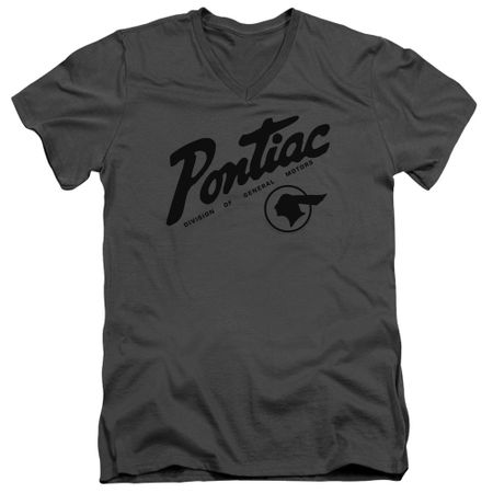 Pontiac Slim Fit V-Neck Shirt Division Of GM Charcoal T-Shirt