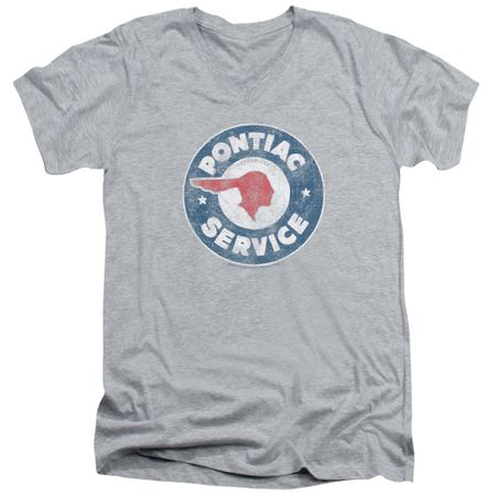 Pontiac Slim Fit V-Neck Shirt Vintage Service Sports Grey T-Shirt