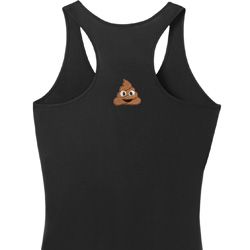 Poop Emoji Patch Back Print Ladies Dry Wicking Racerback Tank Top