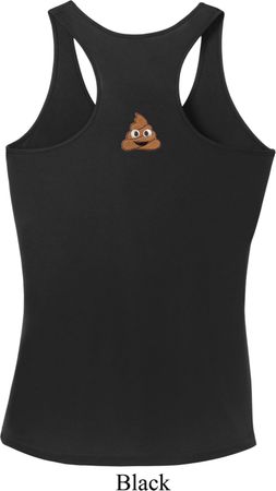 Poop Emoji Patch Back Print Ladies Dry Wicking Racerback Tank Top