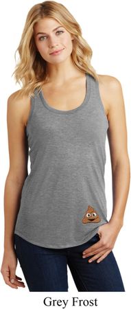 Poop Emoji Patch Bottom Print Ladies Racerback Tank Top