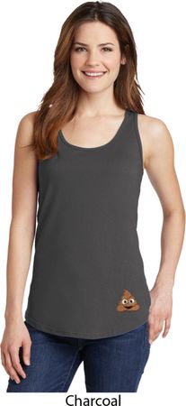 Poop Emoji Patch Bottom Print Ladies Tank Top