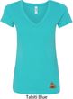 Poop Emoji Patch Bottom Print Ladies V-Neck Shirt