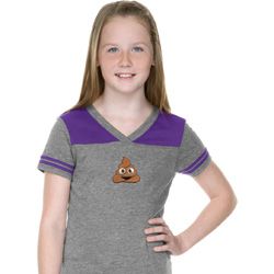 Poop Emoji Patch Middle Print Girls Football Shirt