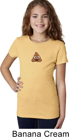 Poop Emoji Patch Middle Print Girls Shirt