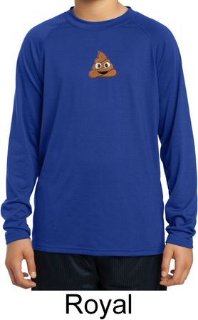 Poop Emoji Patch Middle Print Kids Dry Wicking Long Sleeve Shirt