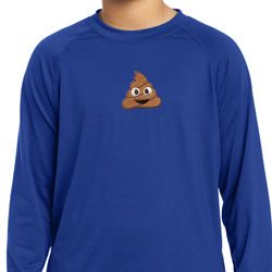 Poop Emoji Patch Middle Print Kids Dry Wicking Long Sleeve Shirt