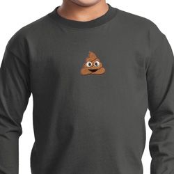 Poop Emoji Patch Middle Print Kids Long Sleeve Shirt