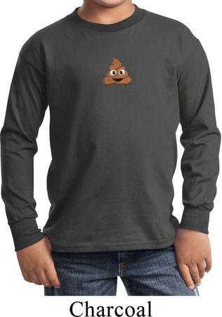 Poop Emoji Patch Middle Print Kids Long Sleeve Shirt