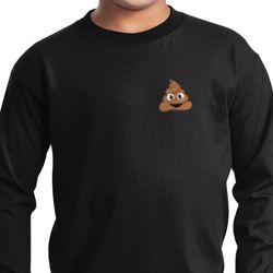 Poop Emoji Patch Pocket Print Kids Long Sleeve Shirt