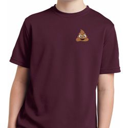 Poop Emoji Patch Pocket Print Kids Moisture Wicking Shirt
